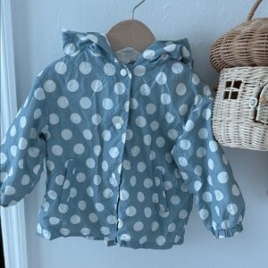 Zara Kids Polka Dot Raincoat - Blue and White